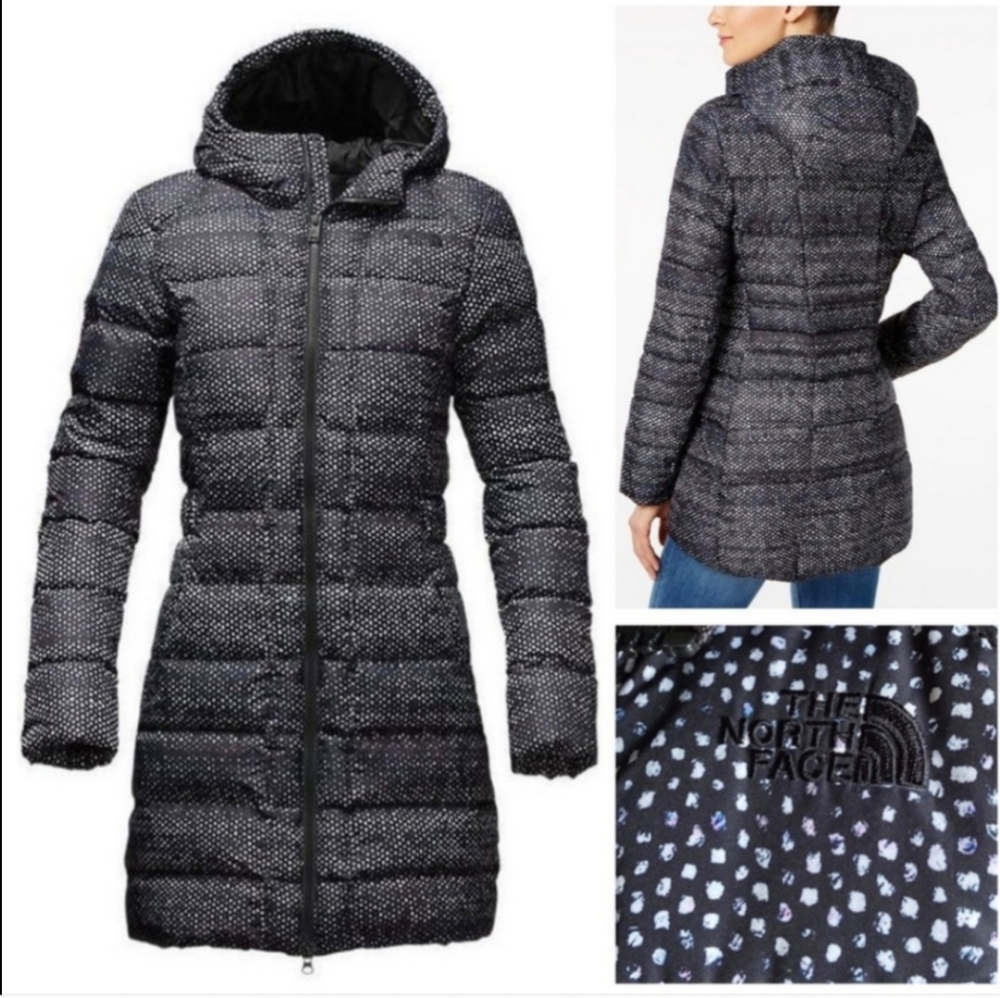 Women's Small~The North Face Black Donegal Print Gotham Goose Down Puffer Jacket